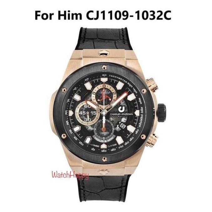 WatchHappy Charles Jourdan CJ1109-1032C CJ1109 CJ 1109 Men Black Rose