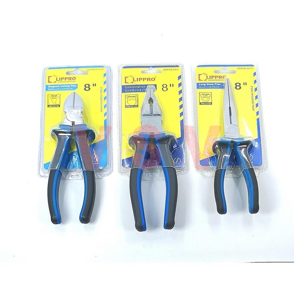 Lippro set 3 pcs Tang Kombinasi 8" Tang Potong 8" Tang lancip 8" Chrome