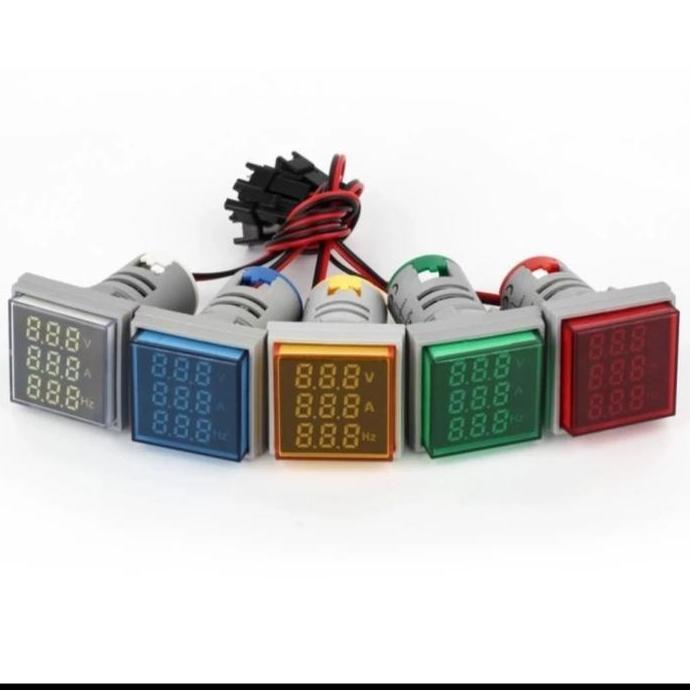 Lampu Pilot Volt Hz Amper Kotak Plus Current CT Amper Volt+HZ+Amper Jadi Satu Indikator Led Digital 