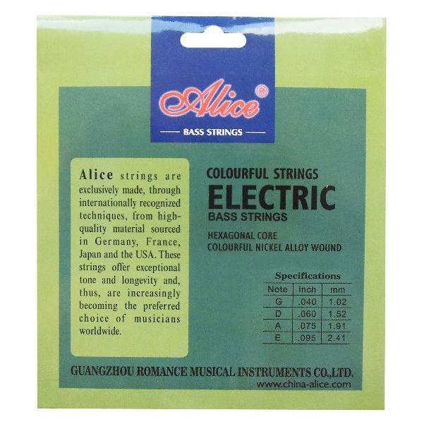 Senar Gitar Bass Elektrik Warna Warni/Colourful Alice A609C (4 Senar)