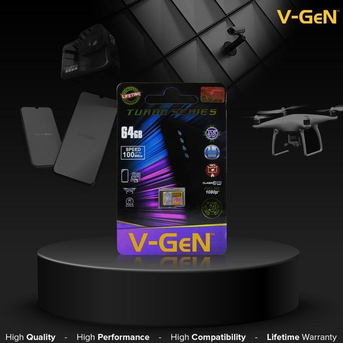 MICRO SD 64GB TURBO Class 10 Non Adapter V-GEN MicroSD 64 GB VGEN Memory Card HP Smartphone CCTV Dro