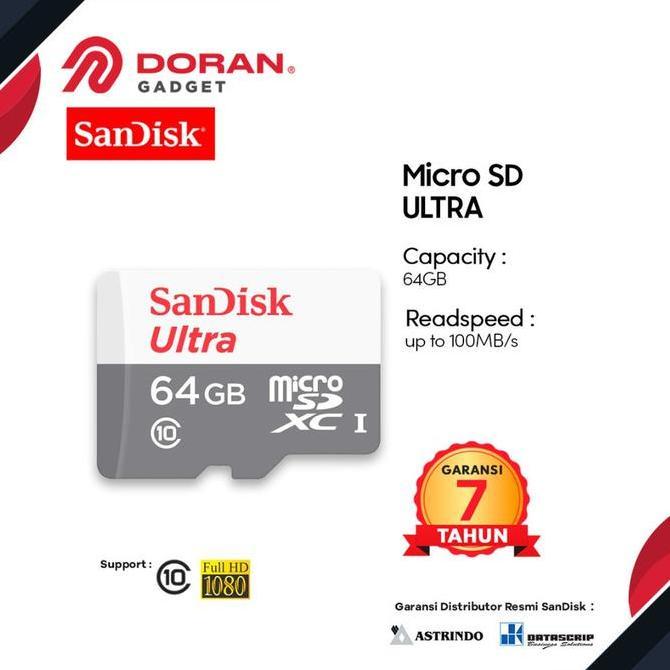 Sandisk Micro SD 64GB CL10 100Mbps / kartu memori micro sd 64 gb