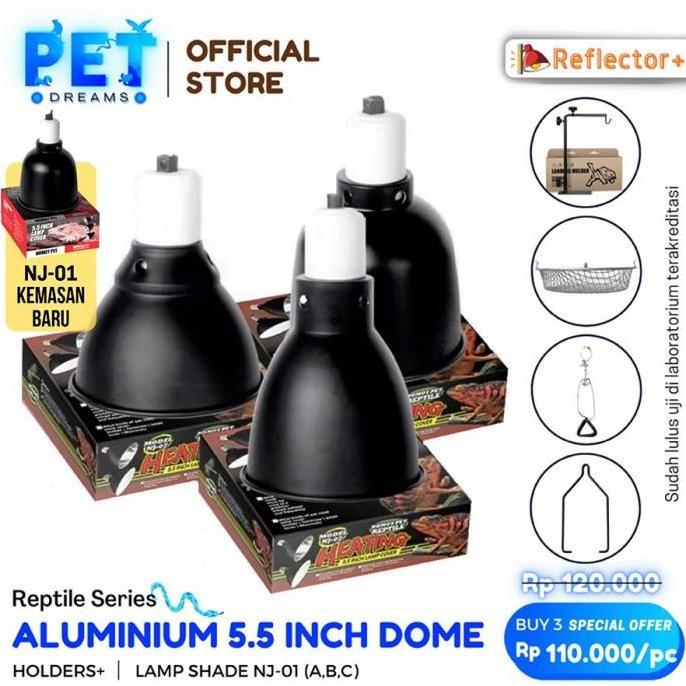 TERBARU - ALUMINIUM DOME 5.5" FITTING CERAMIC GANTUNG LAMPU REPTIL SULCATA KURA
