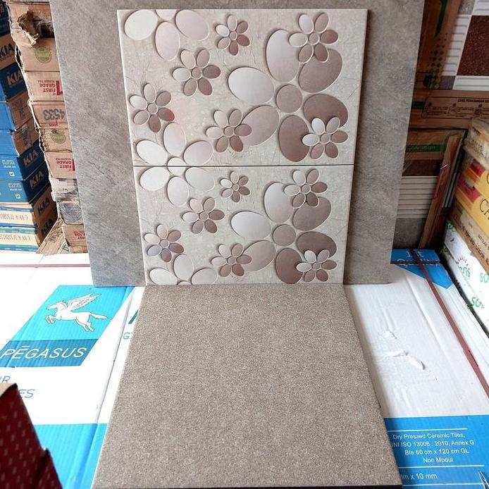 KERAMIK DINDING KAMAR MANDI 25X40 GLOSSY-COKLAT CIRCLE LINE