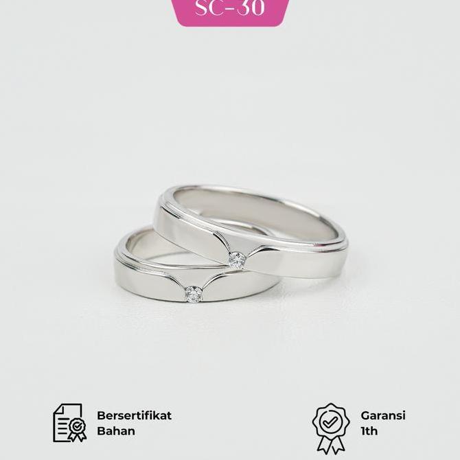 Cincin Nikah Couple Bahan Silver Model SC-30 Sovia Jewelry