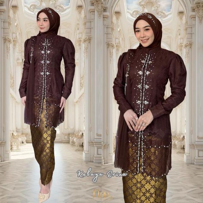 Kebaya Erina Bruklat Premium Chantily- (Tanpa Rok Dan Slendang di Jual Teisah) - Floo_fashionn Dress