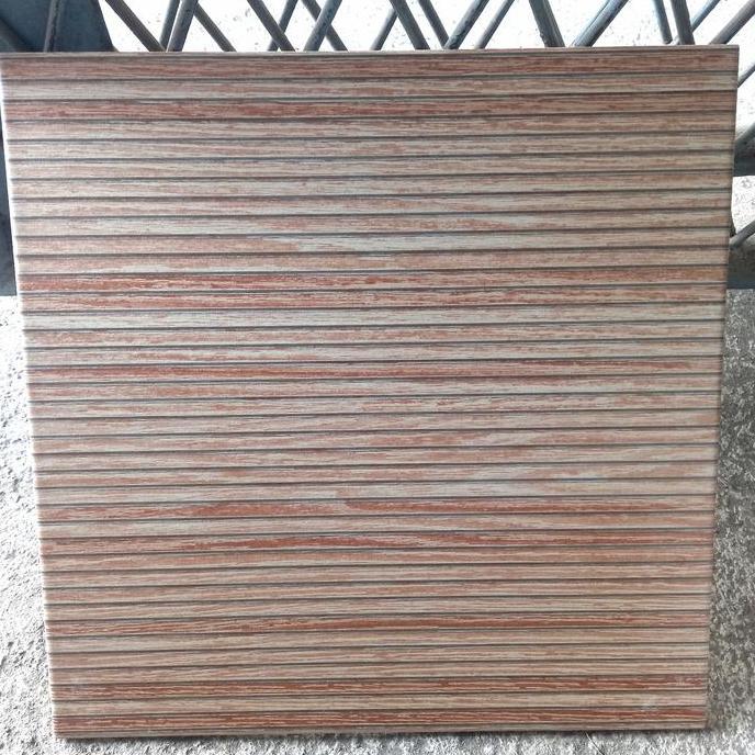 KERAMIK LANTAI 40X40 KASAR ANYAMAN COKLAT-KERAMIK URAT KAYU MULIA/