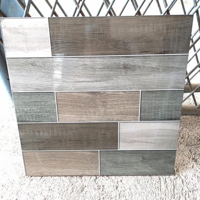 KERAMIK LANTAI 50X50 GLOSSY- MOTIF BATA HIJAU ABU MINIMALIS-KOBIN KW 1