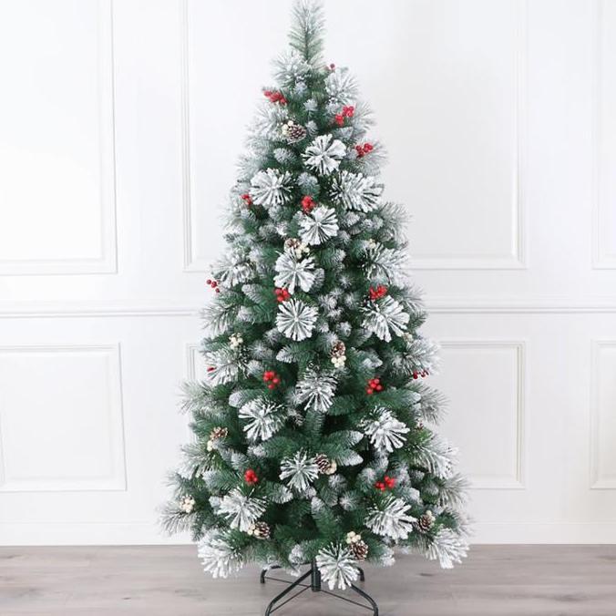 Pajangan Dekorasi Pohon Natal PET Light Snow Red White Cherry 2202 180cm 210cm 240cm 270cm 6ft 7ft 8