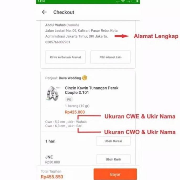 Cincin Kawin Nikah Tunangan Perak Couple DW.77a