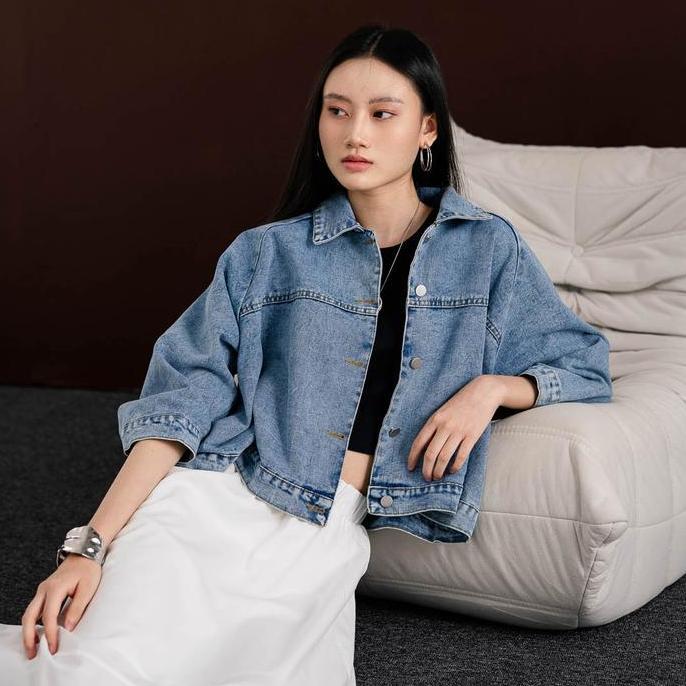 This Is April Sebastian Jackets Wanita Lengan Panjang Denim Jaket Jeans Wanita