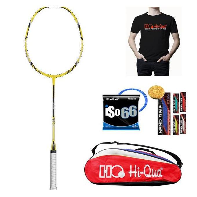 ORIGINAL Raket Hi-Qua Samurai 7 (Senar ISO66, kaos, grip dan tas badminton) READY STOCK