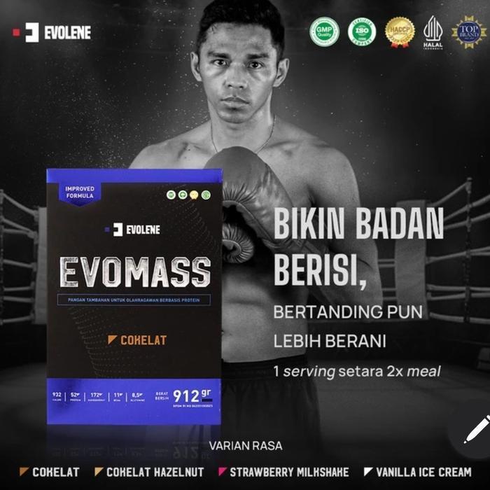 evolene evomass evo mass 2lb 2lbs 900 gram mass weight gainer suplemen susu fitness