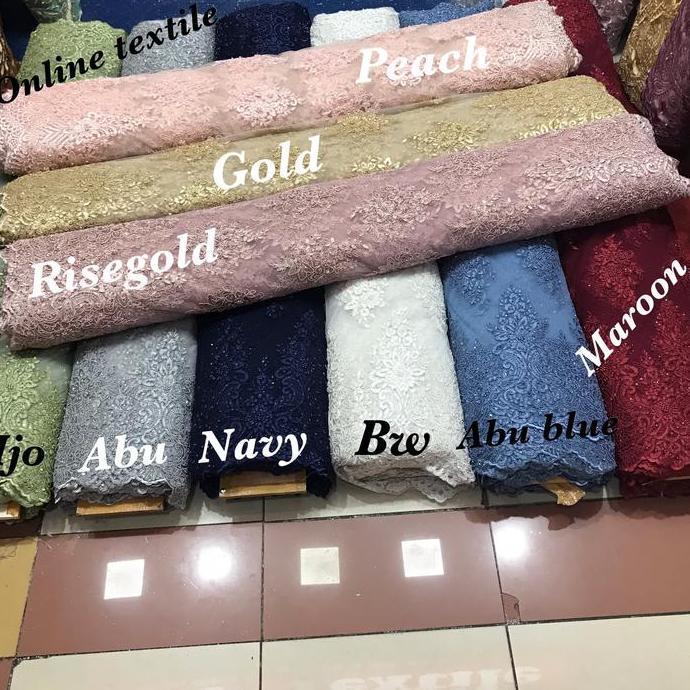 Kain-bahan tille Payet Korea / bahan kebaya brokat Payet.