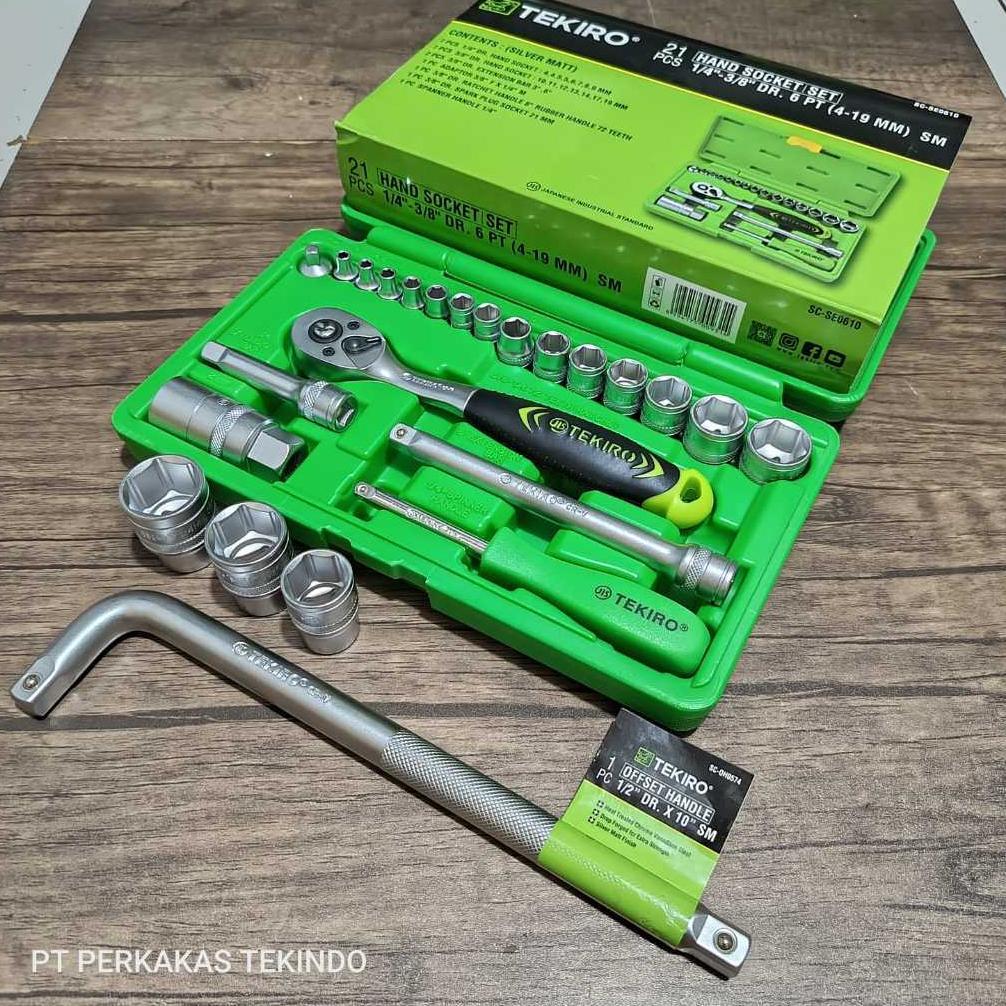Kunci Shock Sock 24 Pcs Toolkit Tekiro 1 Set Lengkap + Gagang Sok L 1/2 Inch Handle Sok + Mata Sok T
