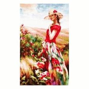 paket kristik wanita dalam gaun merah mawar