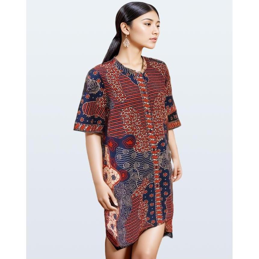 DAYS by Danar Hadi Dress Batik Motif Sekar Jagad Modern - Merah