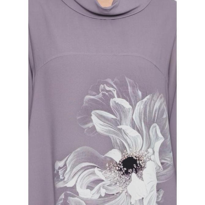 Blouse Floral Kerah Draffery Soft Pule By Brilliant Girl