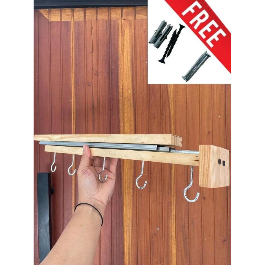 Coox- Gantungan Panci Tarik Dorong - Rel Kayu Paku Rel Gantungan Panci Tarik Dorong Kayu Kitchenware