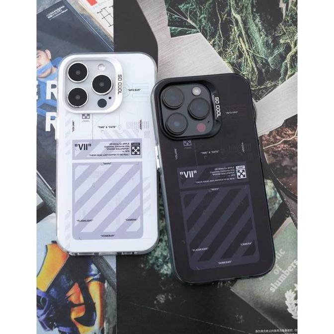 IDNS Hardcase Off-White 01 Black  Case Iphone 11 12 13 Pro Max 14 Pro Max 15 Pro Max