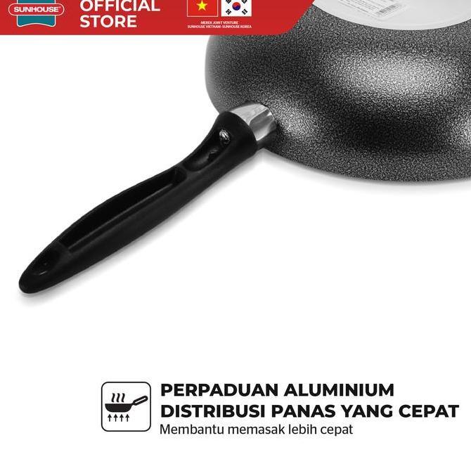 Coox- Sunhouse Shs24 Deep Frypan Anti Lengket Hitam 24 Cm 1 Pcs
