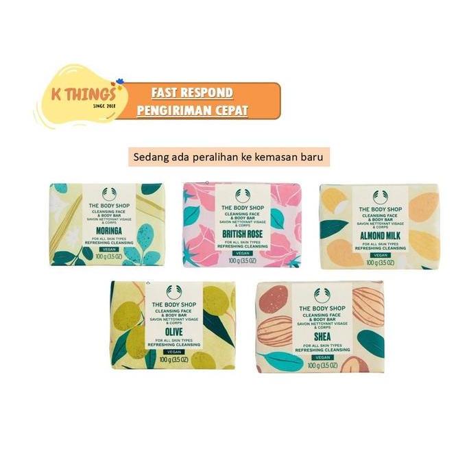 THE BODY SHOP Sabun Batang Olive Satsuma Strawberry British Rose Shea Almond Milk Fuji Green Tea Man