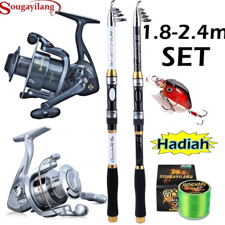 Sougayilang Joran Pancing Set 180-330cm Telescopic Pancingan Set Lengkap
