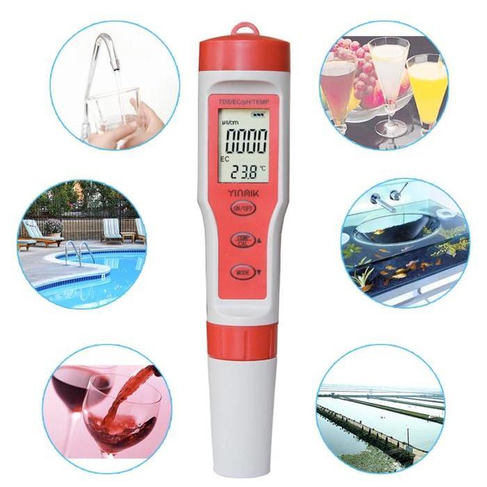 PROMO EZ-9908 pH - TDS - EC - Temp Meter 4in1 Water Quality Tester Conductivity EZ9908 4 in 1 Alat U