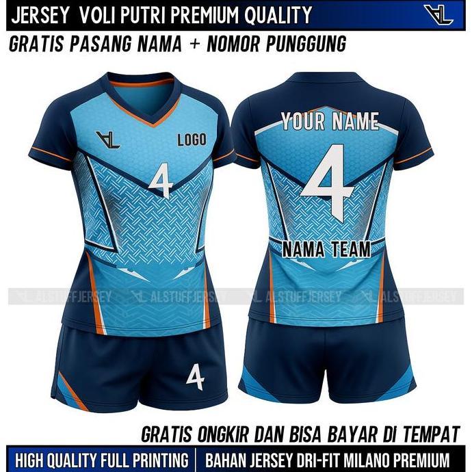 Baju Jersey Voli Putri Terbaru Full printing Pasang Nama dan nomor pungg Stelan Volly Wanita
