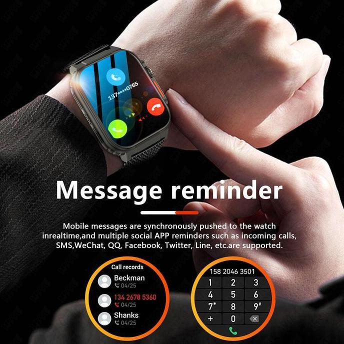 Ewimshonshop - Lige Amoled Jam Tangan Pintar Pria Panggilan Bluetooth Gelang Olahraga Tahan Air Ip68