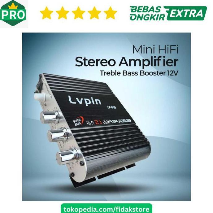 Lvpin Mini Hifi Stereo Amplifier Treble Bass Booster 12V 200W - Lp-838