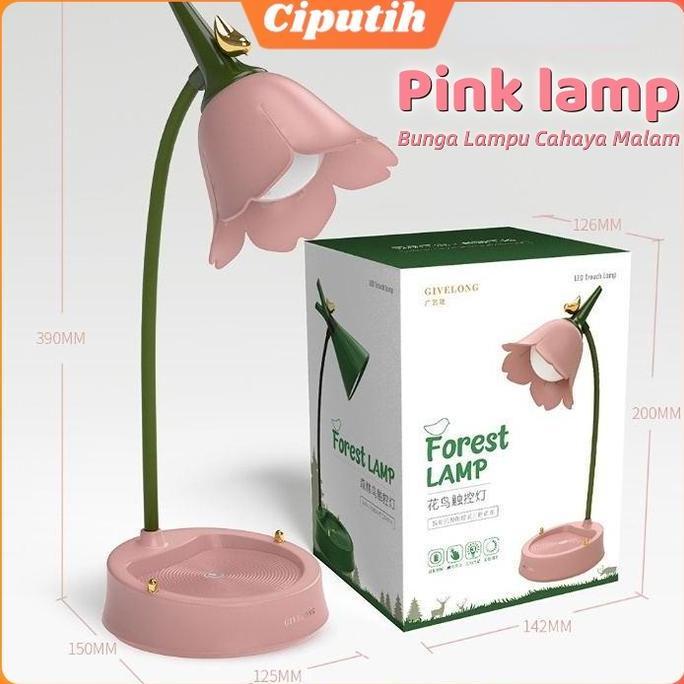 Pink flower desk lamp Girl's gift Lampu Meja LED Bunga Lampu Cahaya Malam Kamar Tidur Siswa Pencahay