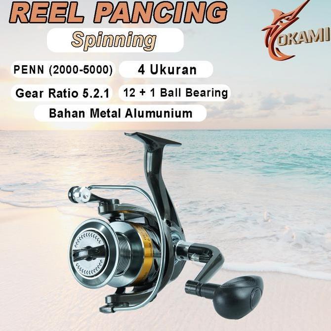 Super Promo, Reel Pancing Spinning 12+1 Ball Bearing Spool Aluminium Anti Karat Dengan Power Handle 