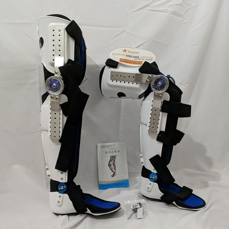 Penyangga Lutut Pergelangan kaki Orthosis OA Hinged Knee Ankle Fixation Brace Orthosis Penyangga Lut