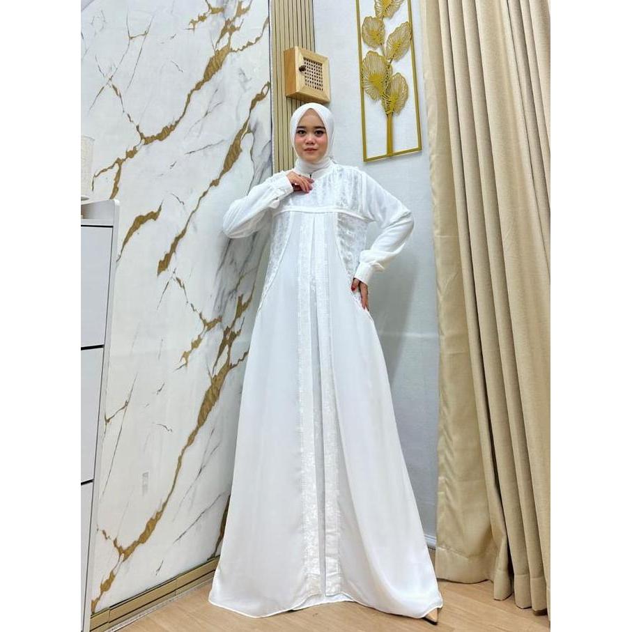 Murah Gamis Putih Elegan Mewah Muslimah Look Modern