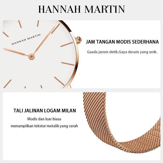 Watchtime- Hannah Martin Jam Tangan Wanita 100% Original Tahan Air Cewek Quartz Arloji Ch36W Watches