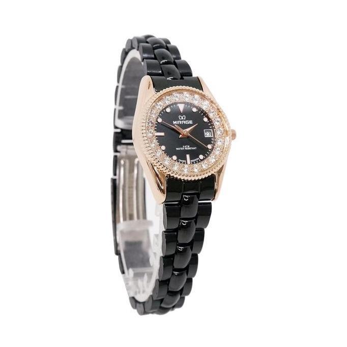 Watchtime- Mirage Watches - Jam Tangan Wanita Original Elegant Hitam Rosegold Rx Anti Karat Kaca Sta