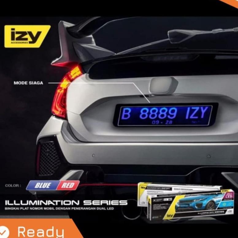 COVER DUDUKAN PLAT NOMOR MOBIL MIKA ACRILIC LAMPU LED IZY