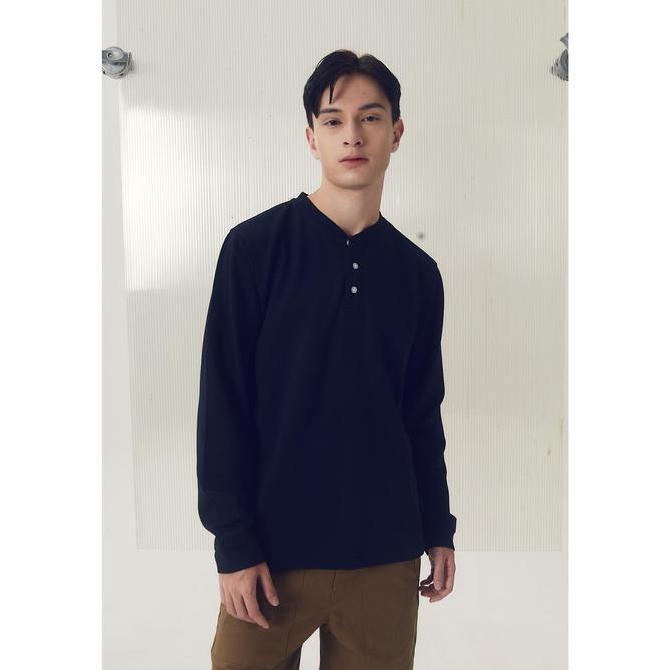 Larusso Lab - Kaos Lengan Panjang Henley - Black