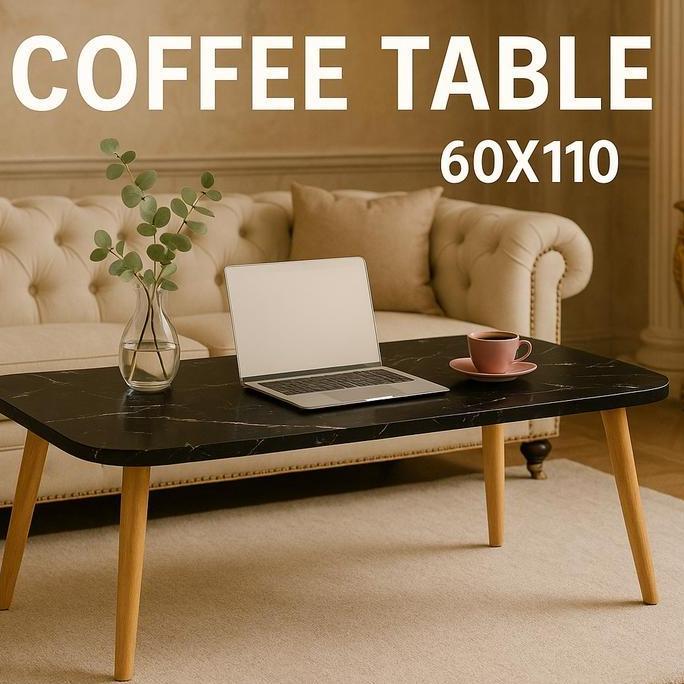CPE Meja Estetik Minimalis 60x110 Meja Tamu Motif Marmer Minimalis Elegan untuk Ruang Tamu Serbaguna
