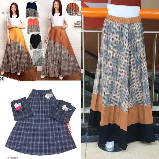 WANDA GALIH ROK PANJANG KOTAK HALUS LEMBUT WOL FLANEL TEBAL SUEDE