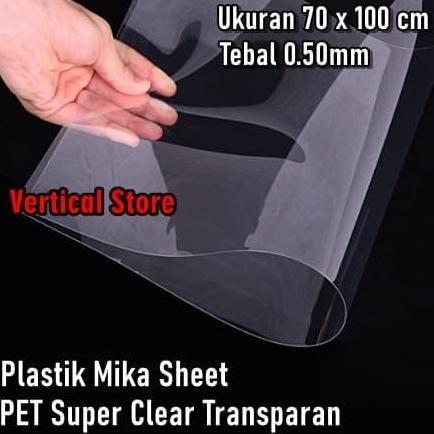 Plastik PET Mika Kaku Lembaran Bening Kaca 70 x 100 cm Tebal 0.50mm