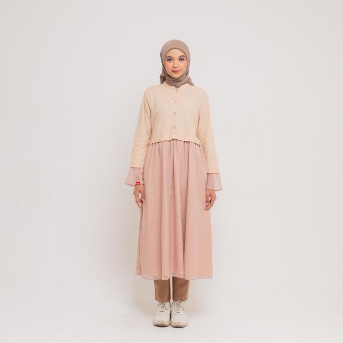 Dauky Gamis Pesta Lebaran Wanita Remaja Dewasa Muslim M Dress Lace Katun Belt