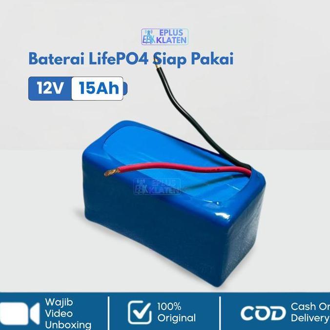 BATERAI LIFEPO4 12V 15AH + BMS NEW CELL BATTERY SETRUM PDC IKAN BACKUP AKI ACCU MOTOR SPAYER SIAP PA