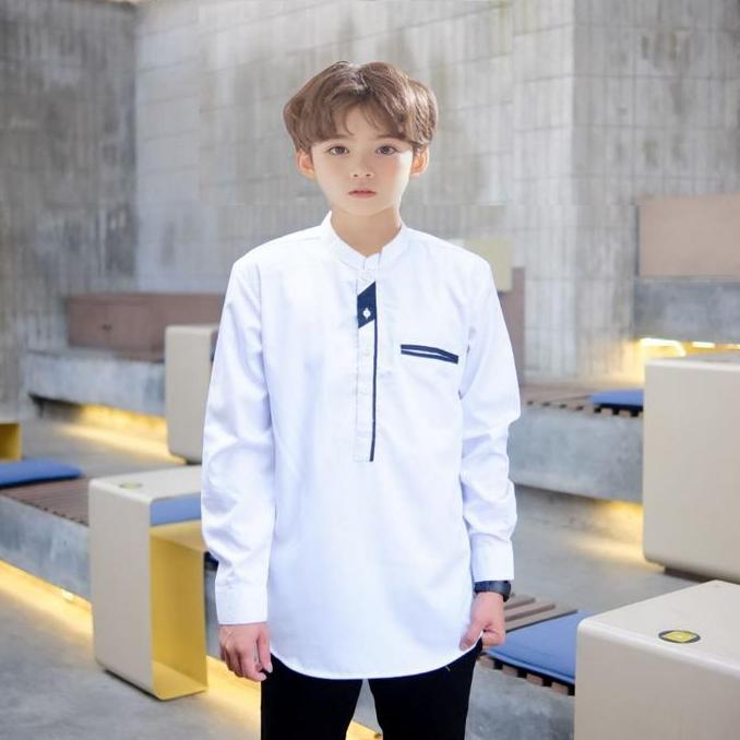 Kidsrelig- Baju Koko Anak Laki - Laki El Rumi Terbaru Usia 5 - 12 Tahun Motif Abizaar