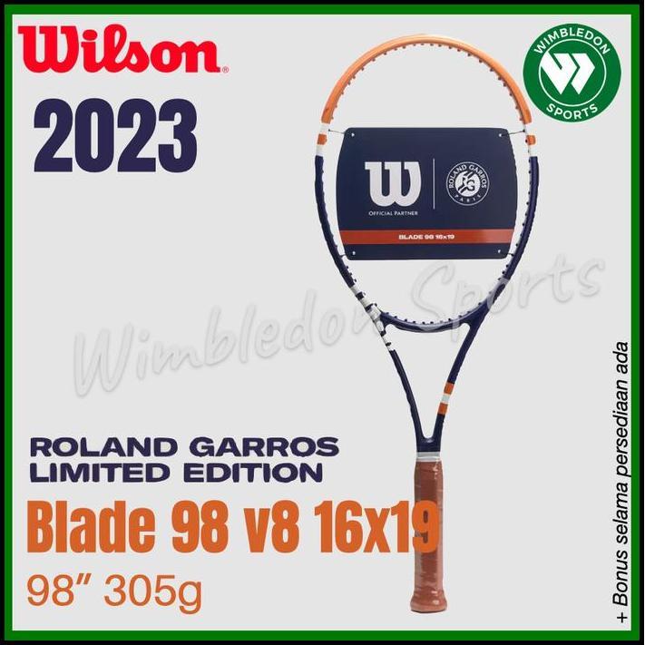 Raket Wilson Blade 98 16x19 v8 Roland Garros 2023 / Wilson Blade 98 RG best seller