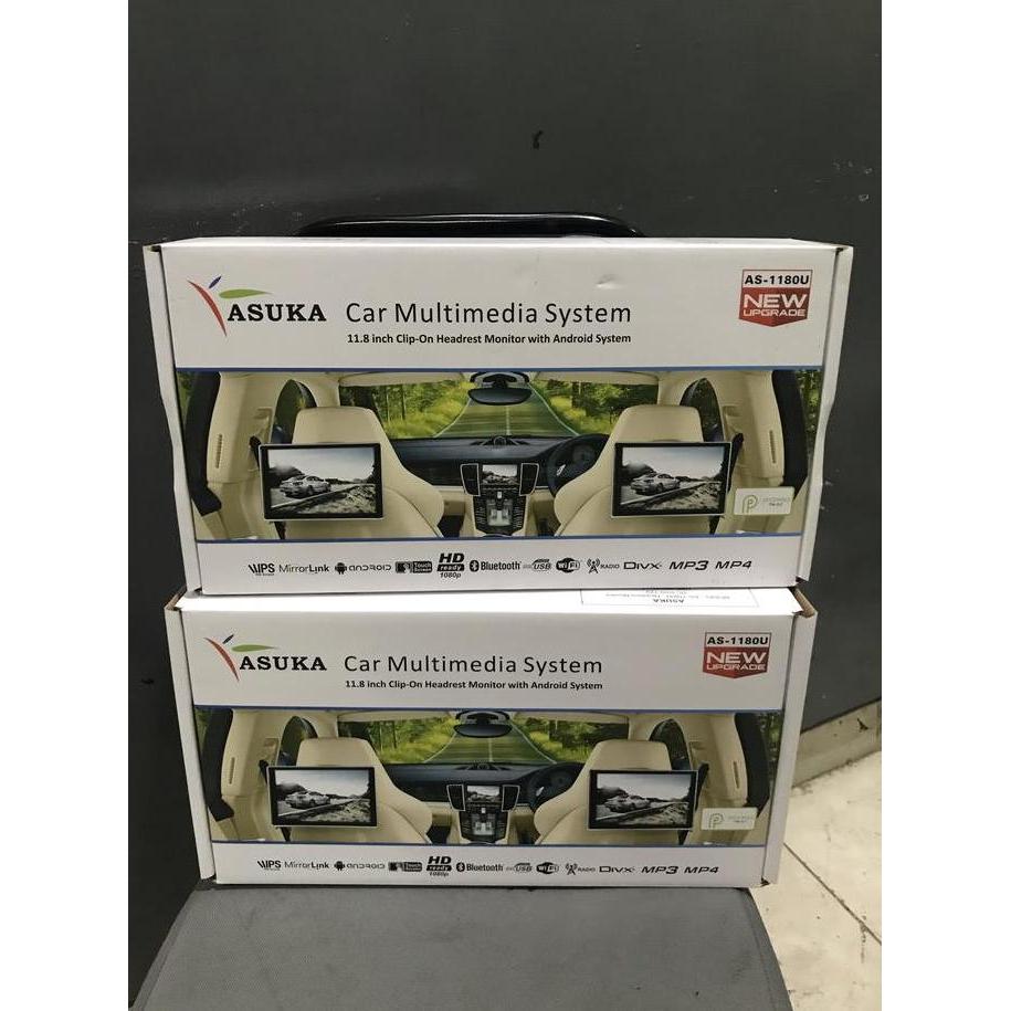 VIRALL TV HEADREST ASUKA AS 1180 U 11,8 INCH CLIP ON ANDROID GARANSI RESMI *