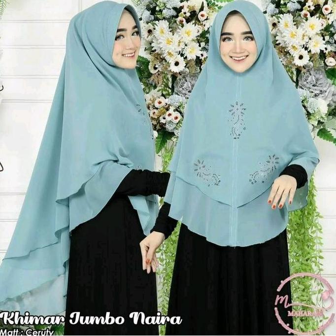 Thegirlrelig- Viral  Jilbab Syar'I Jumbo Naira Khimar 2 Layar Cerruty Payet Mutiara Hijab Instan Can
