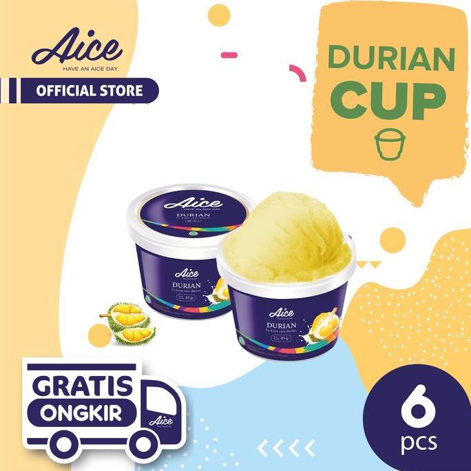 Bisakirim- Paket Aice Ice Cream Durian Cup Es Krim (Isi 6 Pcs)