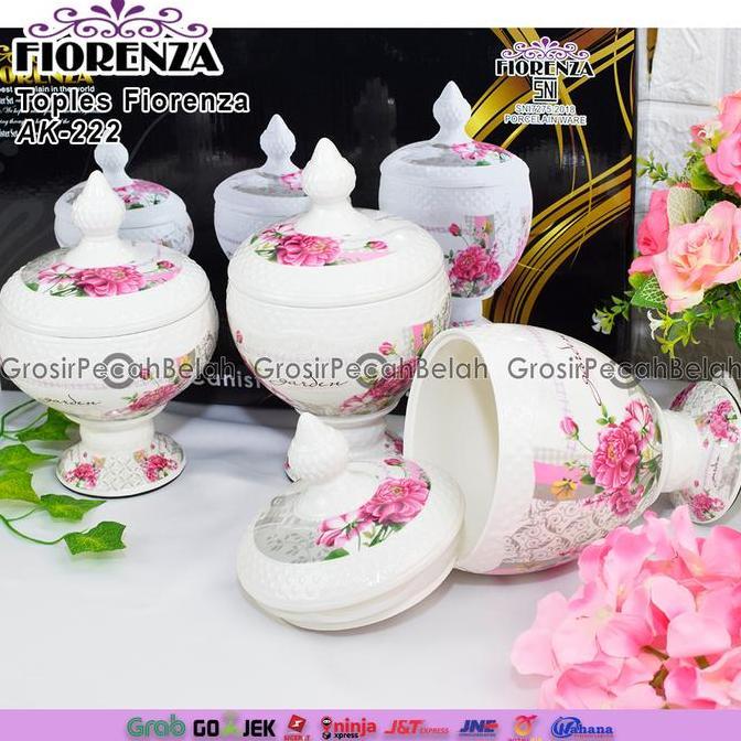 Promo Toples Keramik Set Permen Kue Fiorenza Motif Bunga AK-222 Diskon
